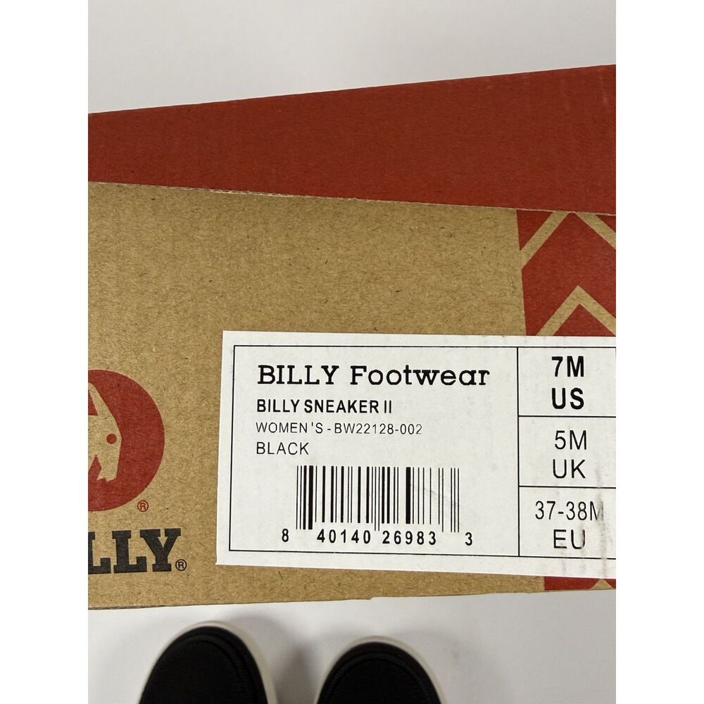 NEW BILLY Footwear Sneaker II Lace-Up Low Top Zip-On Canvas Sporty Black White 7 - Picture 9 of 11